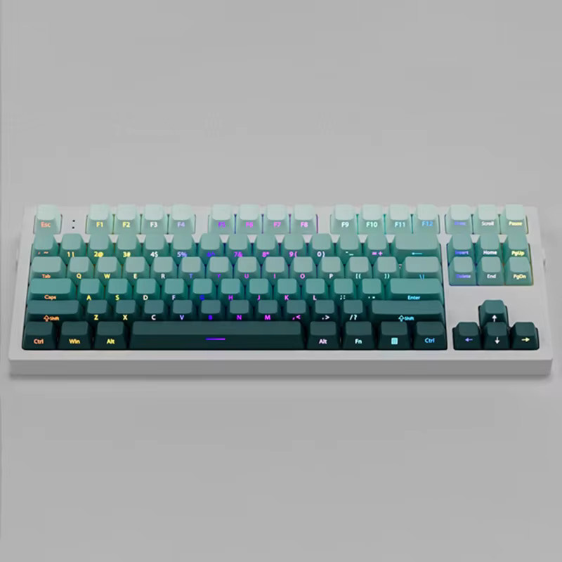 FSWHBY 135-Tasten-Tastenkappen im Farbverlauf mit grünem Glanz, seitlich bedruckte PBT-Double-Shot-Tastenkappen im OEM-Profil für MX-Switches, Multicolour - Bild 3