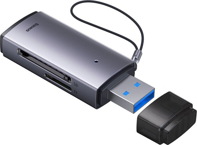 Baseus USB 3.0 Kartenleser für SD und microSD in Grau - Bild 1