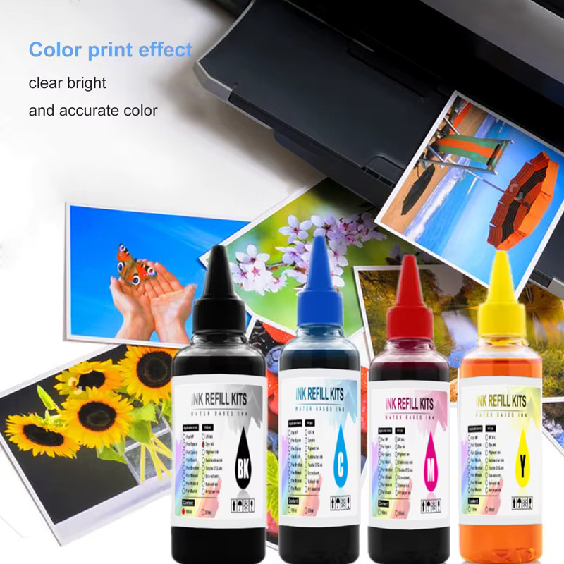 CFINK Universelles Drucker-Tinten-Nachfüllset CISS Kit für HP Canon Epson Brother Tintenstrahl-Tankpatronen, Multicolor, 100 ml - Bild 4