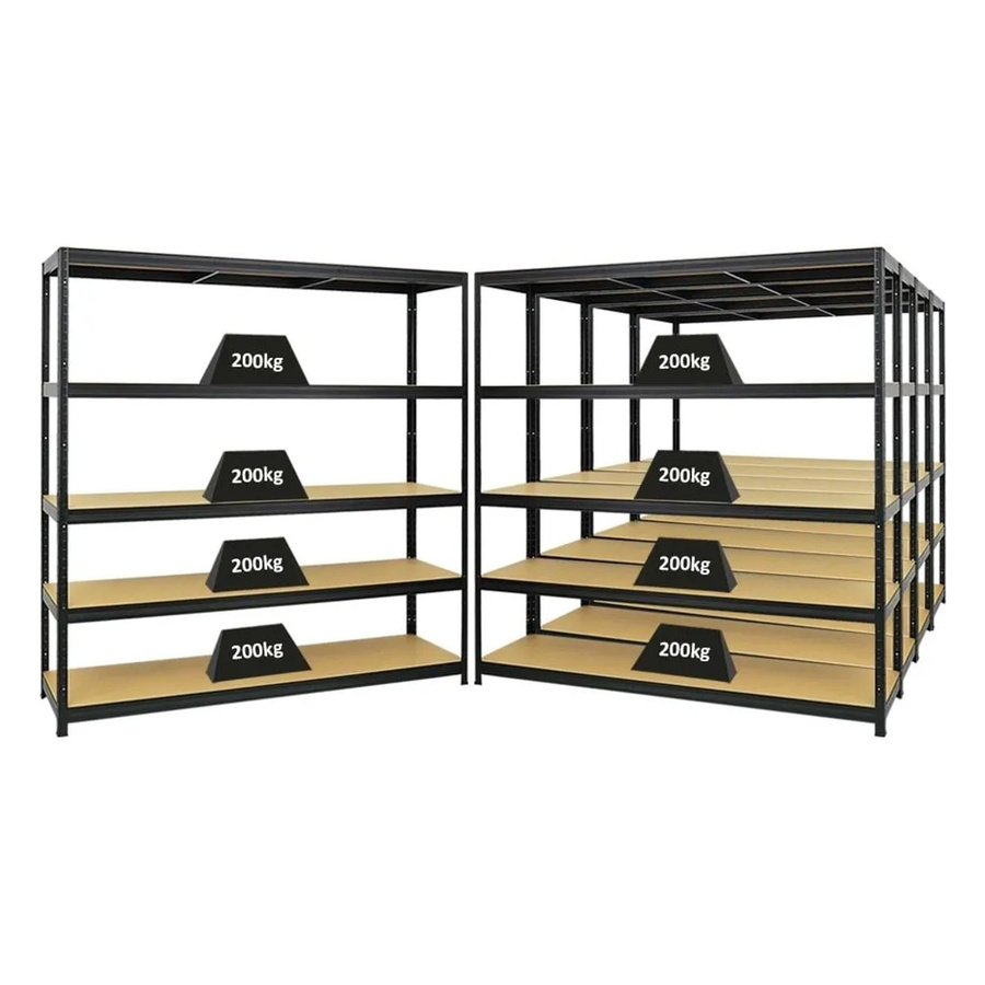 PROREGAL Schwerlastregal Giant Elephant Set aus 5 Stück, Schwarz, H x B x T: 180 x 180 x 45 cm, Fachlast 200 kg, mit verstellbaren MDF-Holzböden - Bild 2