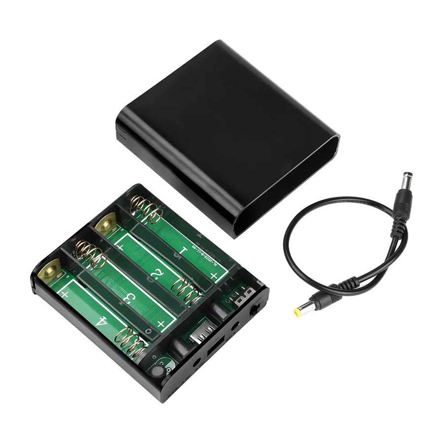 Aideepen UPS 18650 Powerbank-Gehäuse für unterbrechungsfreie Stromversorgung, schweißfreie Box für 3/4/6 Zellen, Schwarz, DC 5,5x2,1mm Anschluss - Bild 4