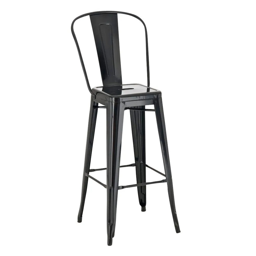 DELUKE Barhocker CHENNA Barstuhl aus Metall in Schwarz, B/T/H: 44 x 52 x 115 cm - Bild 2