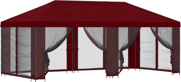 vidaXL Pavillon mit Seitenwänden in Bordeauxrot und Schwarz, B: 6 m, T: 3 m, H: 2,765 m