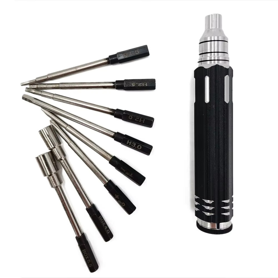 NeebRC 8-in-1 Professionelles Schraubendreher-Set Reparaturwerkzeug, Metall, Schwarz - Bild 2