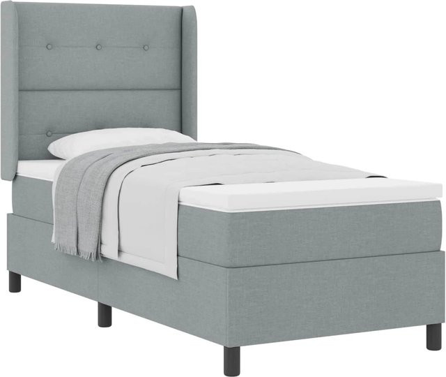 vidaXL Boxspringbett mit Matratze in Grau, Stoffbezug, B/T: 90 x 190 cm - Bild 1