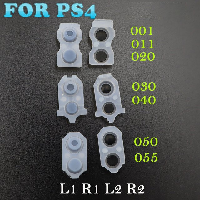 TingDong Silikon-Tastenauflage für PS4-Controller JDS 001 011 020 030 040 050, Leitfähige Gummi-Ersatztasten für L1 R1 L2 R2 und Home-Taste, transparent - Bild 1