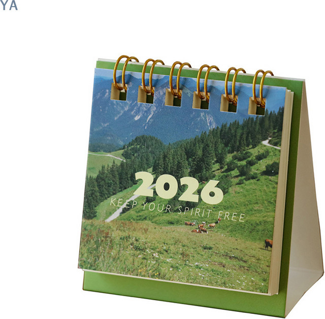 YA 2026 Mini-Tischkalender mit Landschaftsmotiven, kreativer Spiral-Planer für deinen Schreibtisch in Multicolour - Bild 1