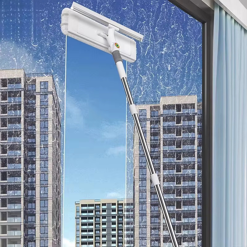 Untior Glaswischer mit Teleskopstange und drehbarem Kopf in Weiß für Badezimmer und Boden - Bild 2