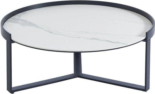 Couchtisch Zerila von Vente-unique in Schwarz-Weiß mit Marmor-Optik und Keramikplatte, Breite: 90 cm - Bild 1