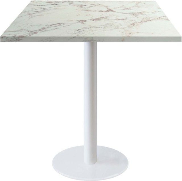 RestooTab Tisch Rome quadratisch in Weiß und Braun mit Holz- und Steindekor, B/T/H: 70 x 70 x 75 cm - Bild 1