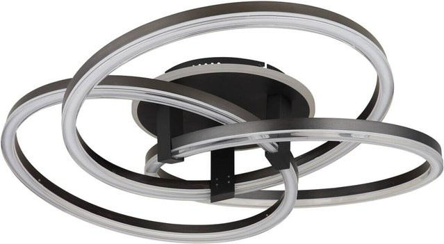 GLOBO Deckenleuchte TRIS in Anthrazit, dimmbar mit Fernbedienung, rund, H x B x T: 25 x 78 x 25 cm - Bild 1