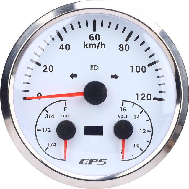 3-in-1 GPS-Tachometer mit Kilometerzähler, Spannungsanzeige und Kraftstoffstandsanzeige in Rot und Weiß - Bild 1