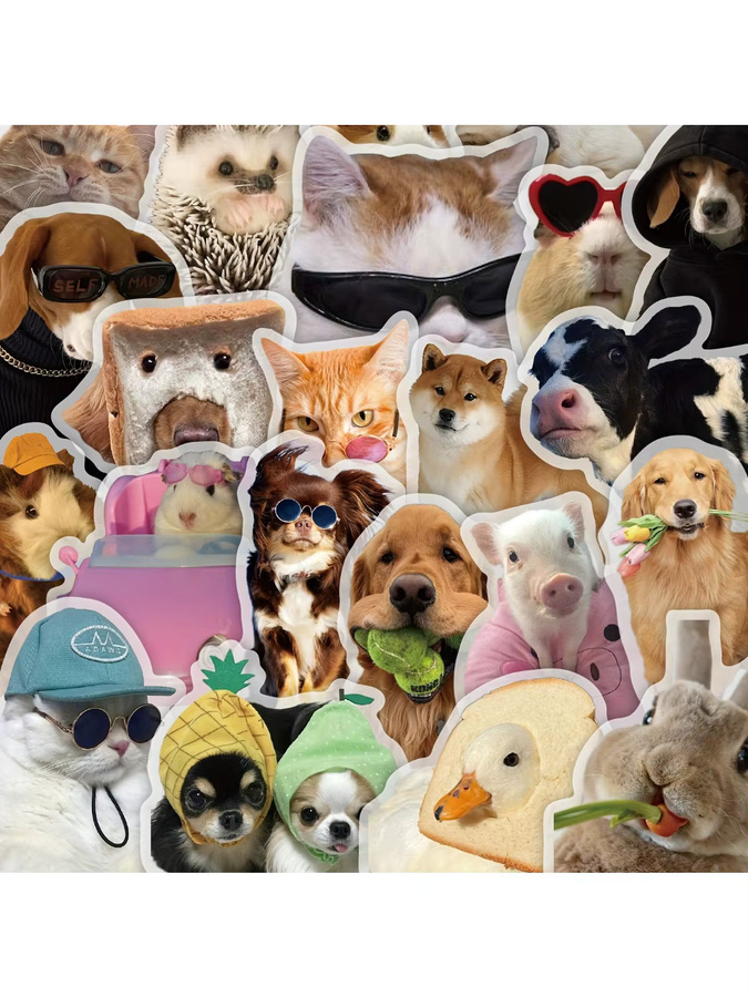 50 Stück wasserfeste Hunde- und Katzen-Aufkleber mit lustigen Haustier-Emojis in Multicolour von RecordingYourLife Store - Bild 5