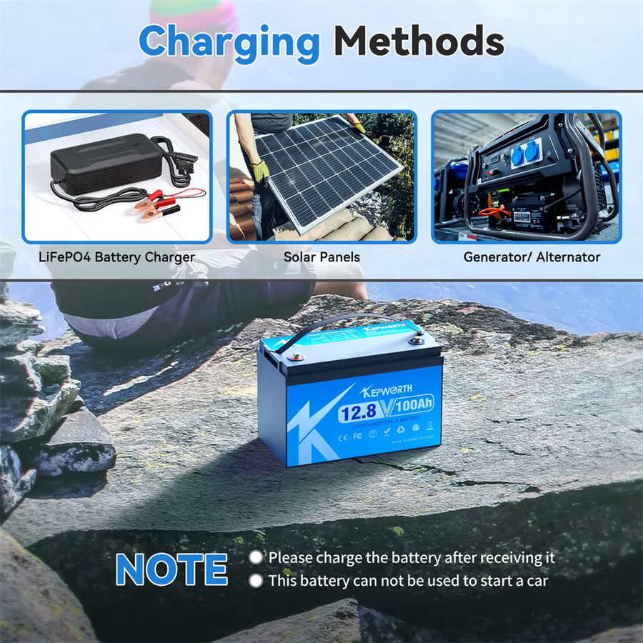 KEPWORTH LiFePO4 Batterie 12V 100Ah mit 100A BMS für Wohnmobile, Solaranlagen und Golfcarts - Bild 6