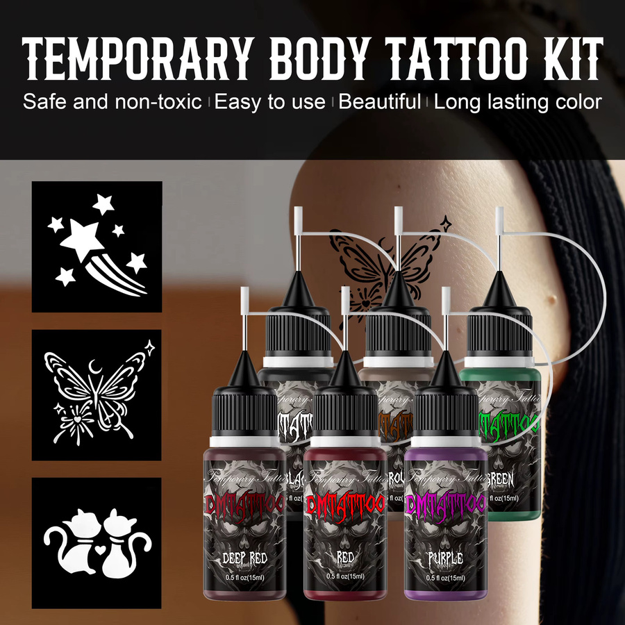 JOANSPRING Temporäres Tattoo Kit, Semi Permanent, DIY Körperkunst - Bild 5