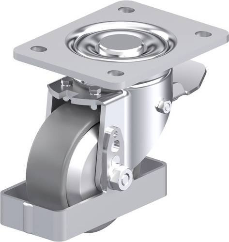 Blickle Stahlblech-Lenkrolle LH-PO 100KA-3-ST-ELS-FA-FS in Silber, Rad-Durchmesser: 100 mm, Tragfähigkeit: 280 kg - Bild 1