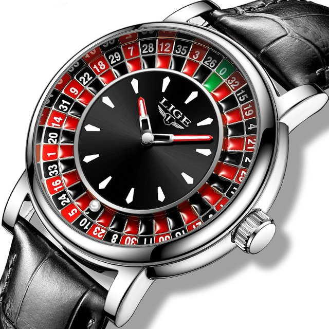 LIGE Armbanduhr Analoguhr, Edelstahl, Leder, Schwarz, Herren - Bild 1