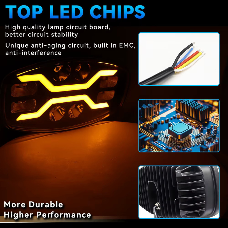 QIDEWIN 9 Zoll LED-Arbeitsscheinwerfer für Scania Offroad Lkw mit 100W und 22000LM in Weiß und Gelb - Bild 4