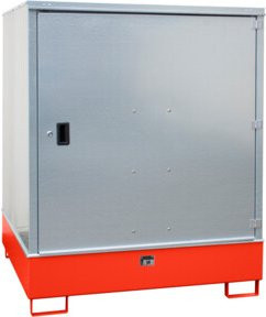 Gefahrstoffschrank Bauer Südlohn GS-3 aus Stahlblech, unterfahrbar für 4 x 200 l Fässer, Farbe: Rot, B/T/H: 147,5 x 146,0 x 180,5 cm - Bild 1
