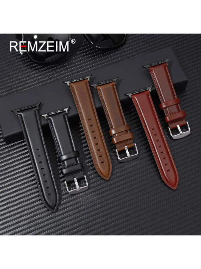 REMZEIM Uhrenarmband Leder, Unisex, kompatibel mit Apple Watch - Bild 2