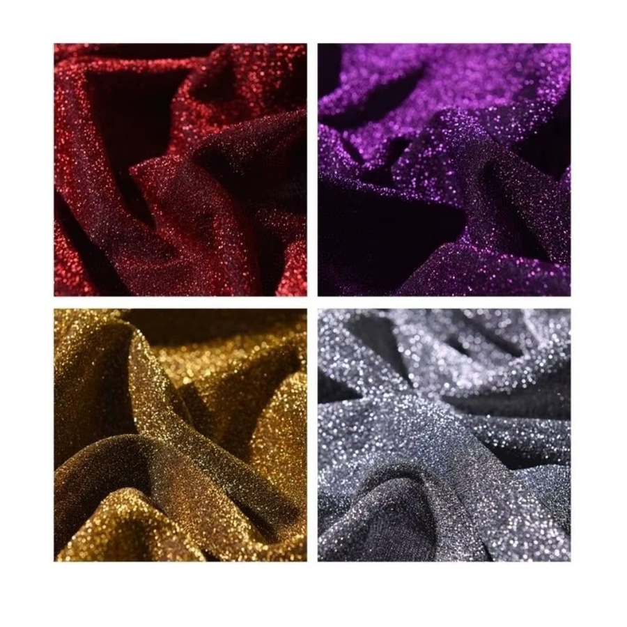 Elastischer Glitzerstoff nach Meter für Handarbeiten und DIY in Silber, Blau, Schwarz, Grün oder Multicolour - Bild 3