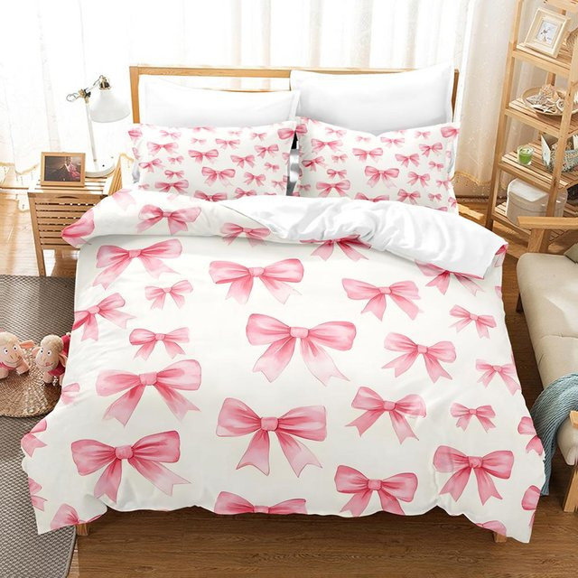 Binchi Fitness Bettwäscheset mit Schleifen-Design, weiß, Microfaser, B/H: 240 x 220 cm - Bild 1