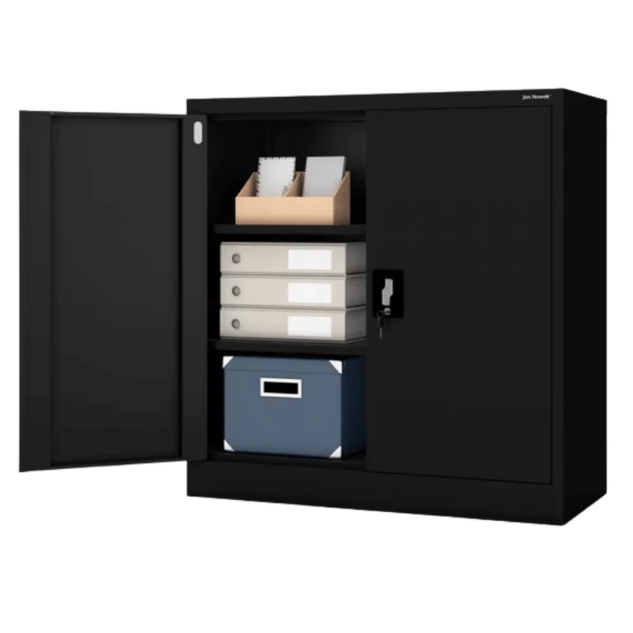 DELUKE Aktenschrank mit Flügeltüren und Schloss in Schwarz, H x B x T: 93 x 90 x 40 cm - Bild 2