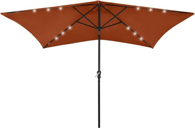 vidaXL Sonnenschirm mit LEDs und Stahl-Mast in Terrakottarot und Braun, B/T: 200 x 300 cm - Bild 1