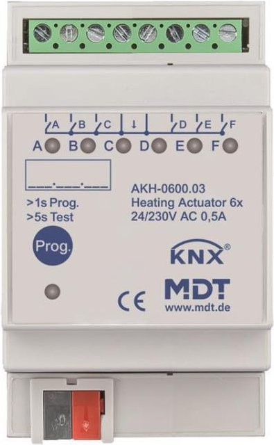 MDT Heizungsaktor 6-fach 3TE REG 24-230VAC AKH-0600.03 in Weiß - Bild 1