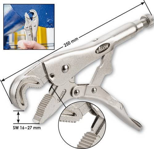 Vigour Maul-Gripzange V3739 Wasserpumpenzange in Silber, Gesamtlänge: 250 mm - Bild 1