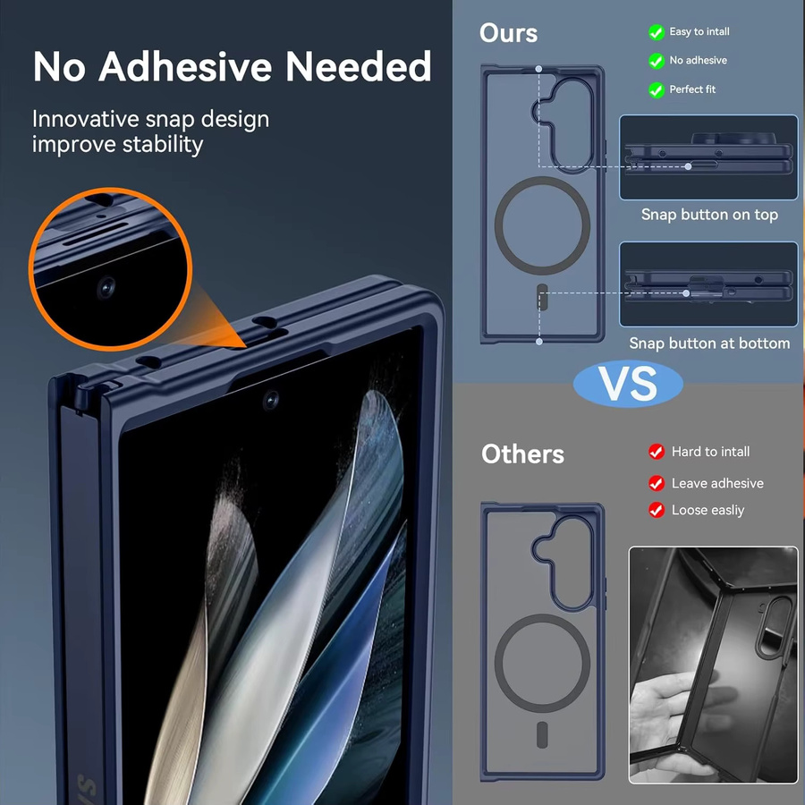 UYUXIO Magnetische Schutzhülle für Samsung Galaxy Z Fold 7 in Schwarz mit kabelloser Ladefunktion - Bild 5