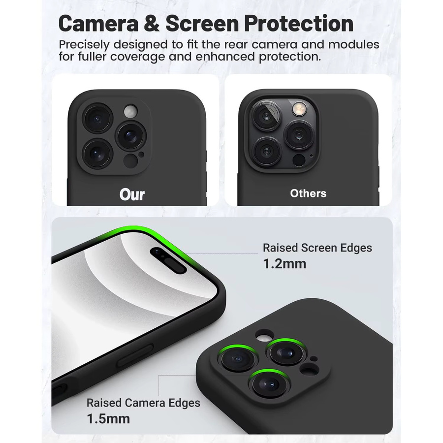 Ricestate Flüssige Silikonhülle für iPhone 11 bis iPhone 17 Pro Max, stoßfeste Soft Schutzhülle, Farbe: Schwarz - Bild 3