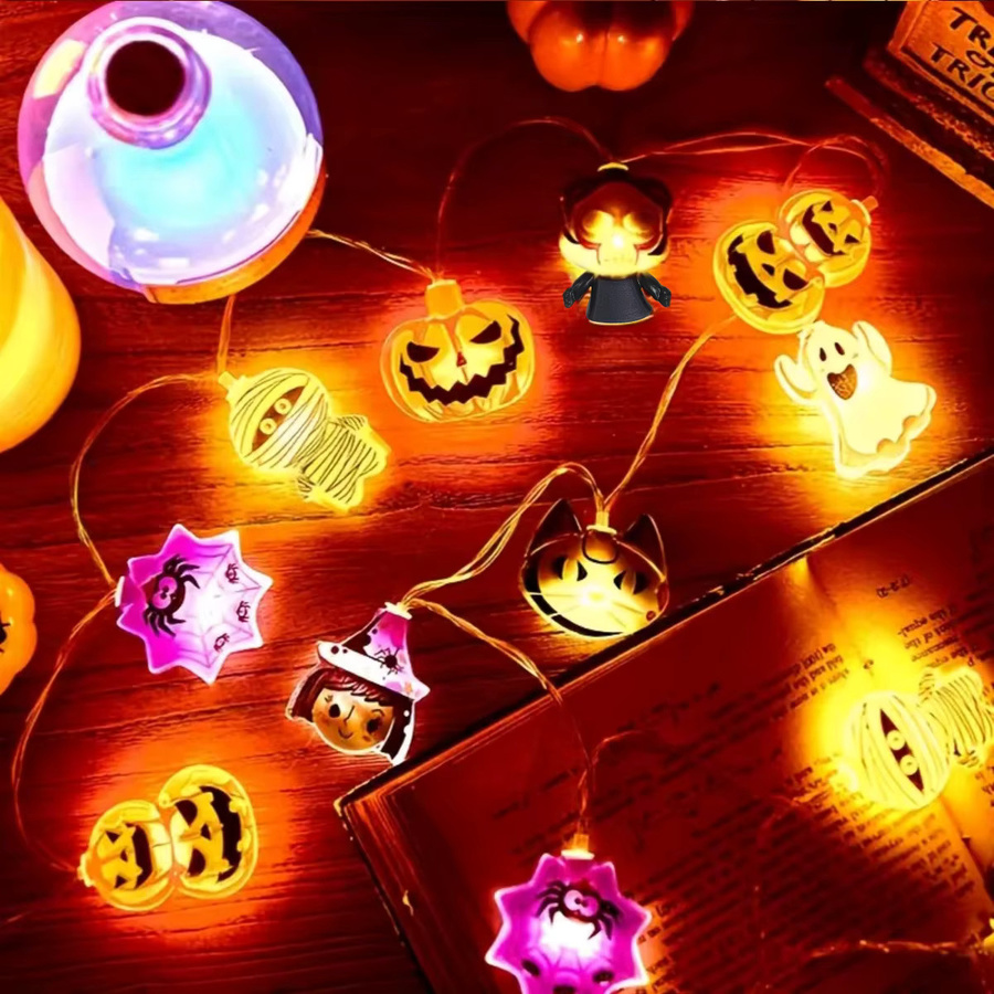 Peach Forest Halloween LED Lichterkette in Mehrfarbig mit verschiedenen Motiven für Haus und Garten - Bild 3