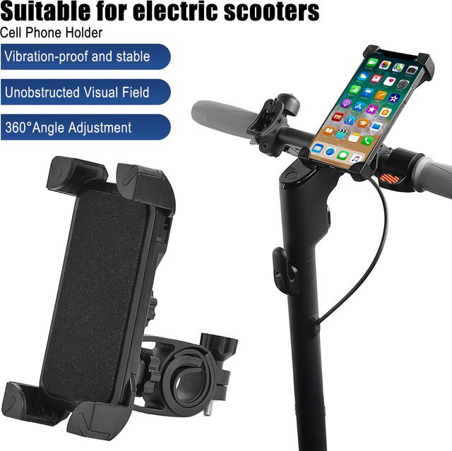 Universelle Handy Halterung mit 360 Grad Rotation für Ninebot F20 F30 Max G30 und Xiaomi M365 Pro 1S E-Roller in Schwarz mit GPS Standhalterung - Bild 1