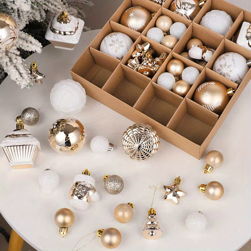CYZIWEIN Weihnachtskugeln Gold, 42 Stück Christbaumschmuck Anhänger aus Kunststoff für Weihnachten und Silvester - Bild 4