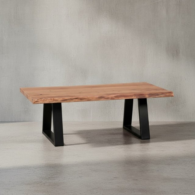 KADIMA DESIGN Couchtisch aus Massivholz Akazie in Braun mit Metall, Rechteckig, B/T/H: 115 x 60 x 40 cm - Bild 1