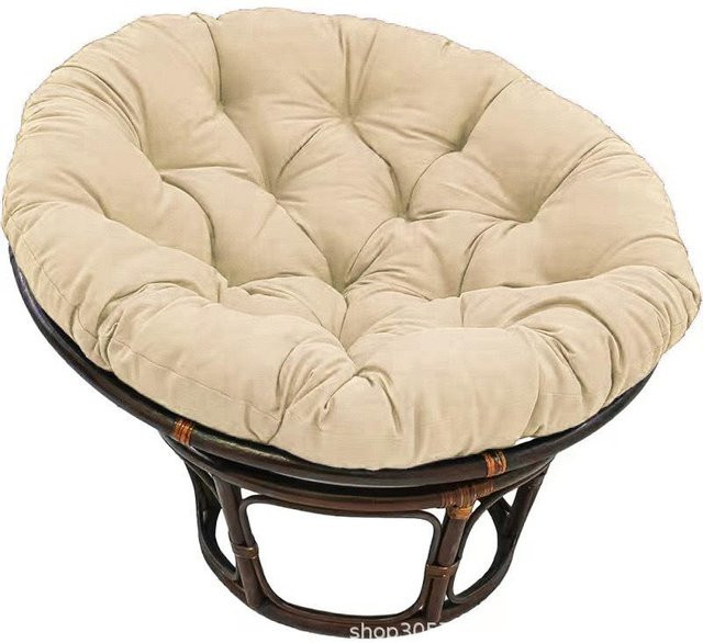 HomeHarmony Rundes Hängesessel-Kissen-Set mit Rückenlehne in Beige, Durchmesser: 50 cm - Bild 1
