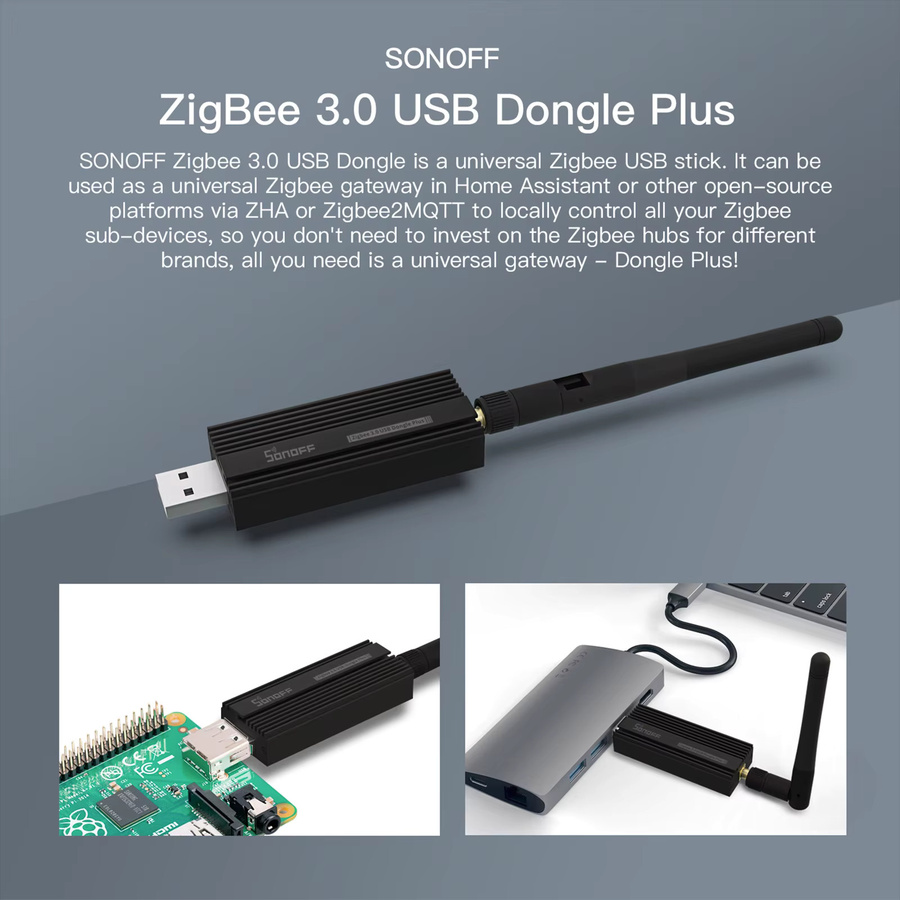 SONOFF ZBDongle-P Zigbee 3.0 USB-Stick Plus in Schwarz als universelles Gateway und Koordinator kompatibel mit ZHA und Zigbee2MQTT für ZBMINI und SNZB-Geräte - Bild 2