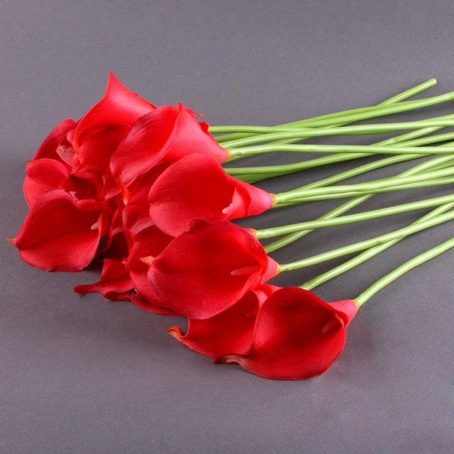 10 Stück Latex Calla-Lilien in Rot für Hochzeitsstrauß und Dekoration - Bild 1