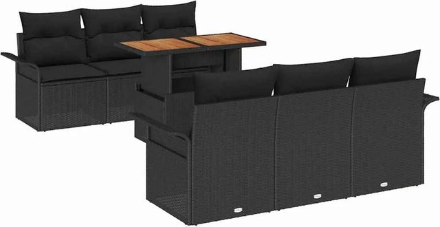 vidaXL 7-teiliges Garten-Sofa-Set aus Poly-Rattan in Schwarz mit Stauraumfunktion und wetterfesten Taschen - Bild 1