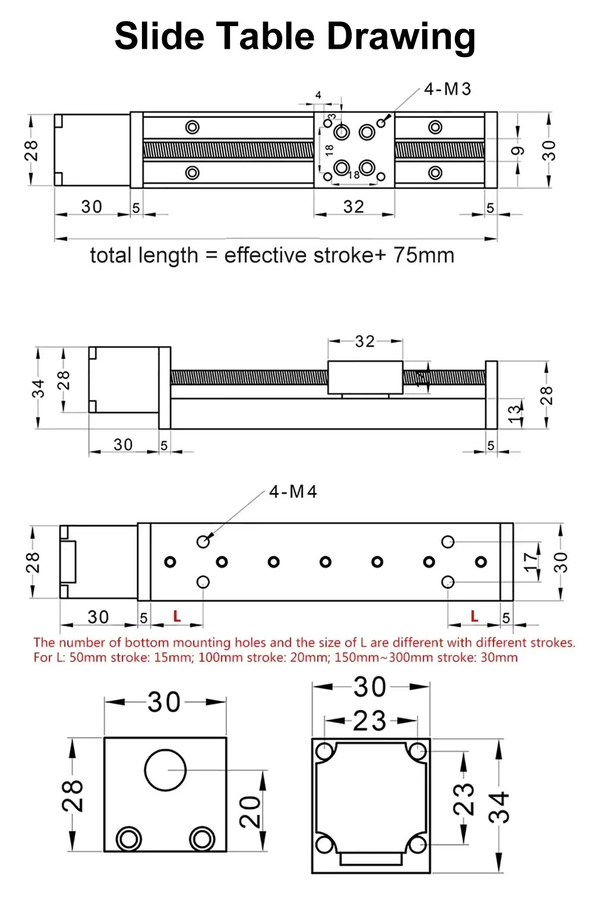 TEHIGHAUTO T-Typ CNC XYZ Achse Linearantrieb Mini Schiebetisch mit NEMA11 Motor und Linearführungsschiene als manuelle Gleitbühne - Bild 2