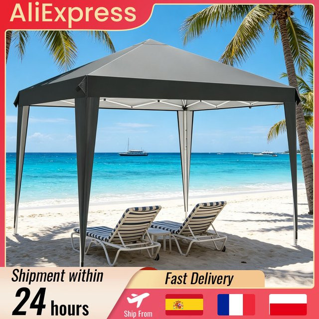 HGTUGO Faltbares Pop-Up-Pavillon-Zelt in Schwarz, Wasserdicht und UV-Schutz, B/T/H: 300 x 300 x 251 cm - Bild 1