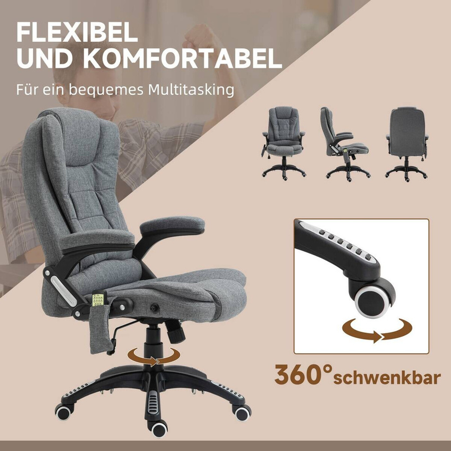 Vinsetto Chefsessel dunkelgrau mit Armlehnen und Kopfstütze B/T/H: 72 x 68 x 120 cm - Bild 4