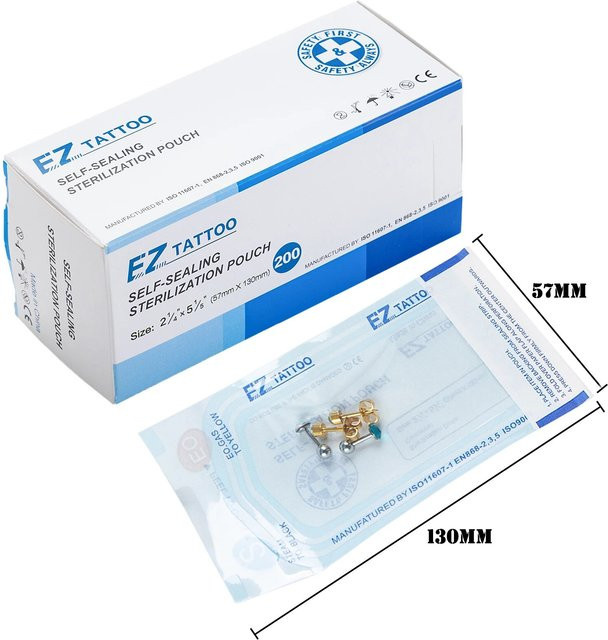 EZ Professionals Selbstdichtende Sterilisationsbeutel für medizinische Zwecke und Tattoo-Zubehör, 200 Stück pro Box, 5 verschiedene Größen - Bild 1