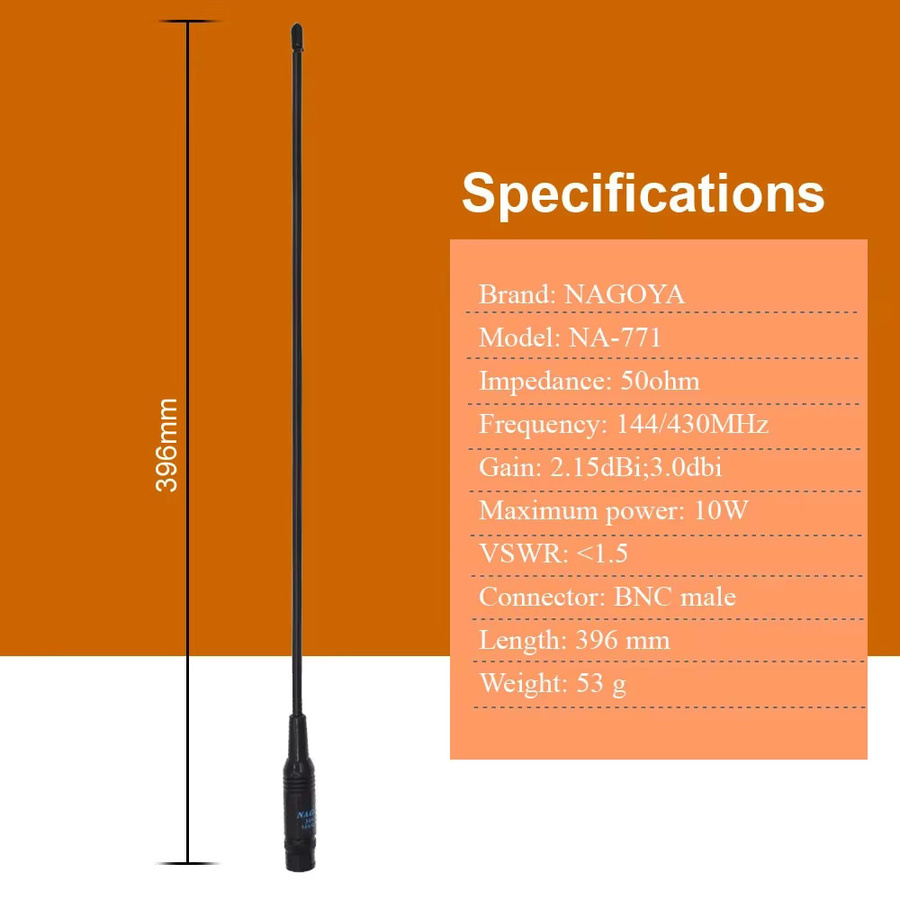 Nagoya NA-771 BNC Antenne für Walkie Talkie 144/430 MHz in Schwarz für IC-V8 IC-V82 IC-V85 TK308 Zwei-Wege-Funkgeräte - Bild 2