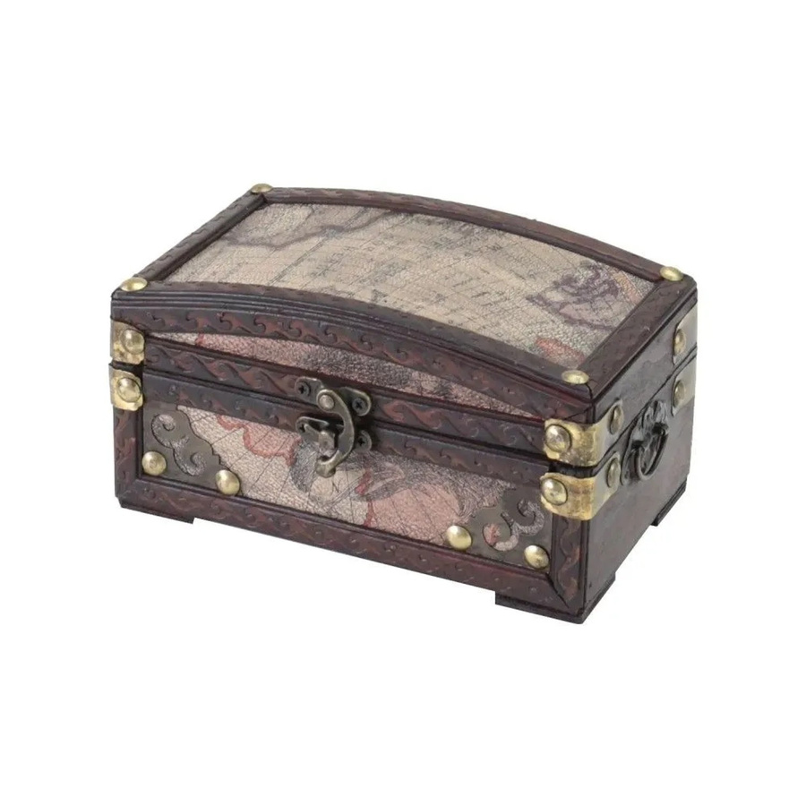 HMF Schmuckschatulle Schatztruhe aus Holz im Vintage-Stil, B/T/H: 17 x 10 x 9 cm - Bild 2