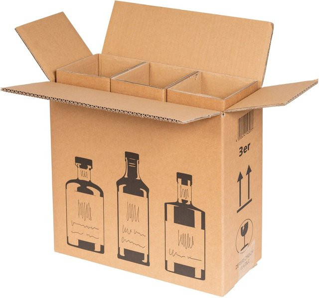 PROREGAL Versandkarton für 3 Ginflaschen in Braun, Wellpappausführung, L x B x H: 32,6 x 11,5 x 27,8 cm - Bild 1