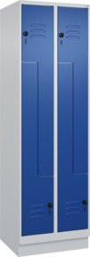 C+P Z-Spind Classic PLUS mit Sockel, 4 Fächer, Sicherheits-Drehriegel, grau/blau, H x B x T: 195 x 60 x 50 cm - Bild 1