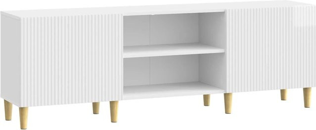 vidaXL TV-Schrank in Hochglanz Weiß aus Holzwerkstoff, B/T/H: 150 x 31 x 50 cm - Bild 1