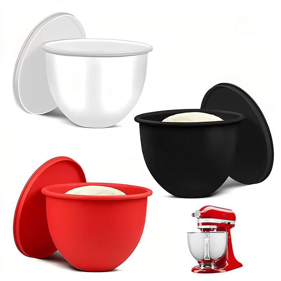 Silikon-Schüsseleinlagen für KitchenAid 5-Qt-Mixer in Schwarz, lebensmittelechte Küchenhelfer zum Backen und Kochen, rund - Bild 2